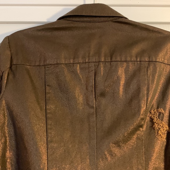 Cold water Creek gorgeous brown metallic jacket with embroidery! - Picture 11 of 11
